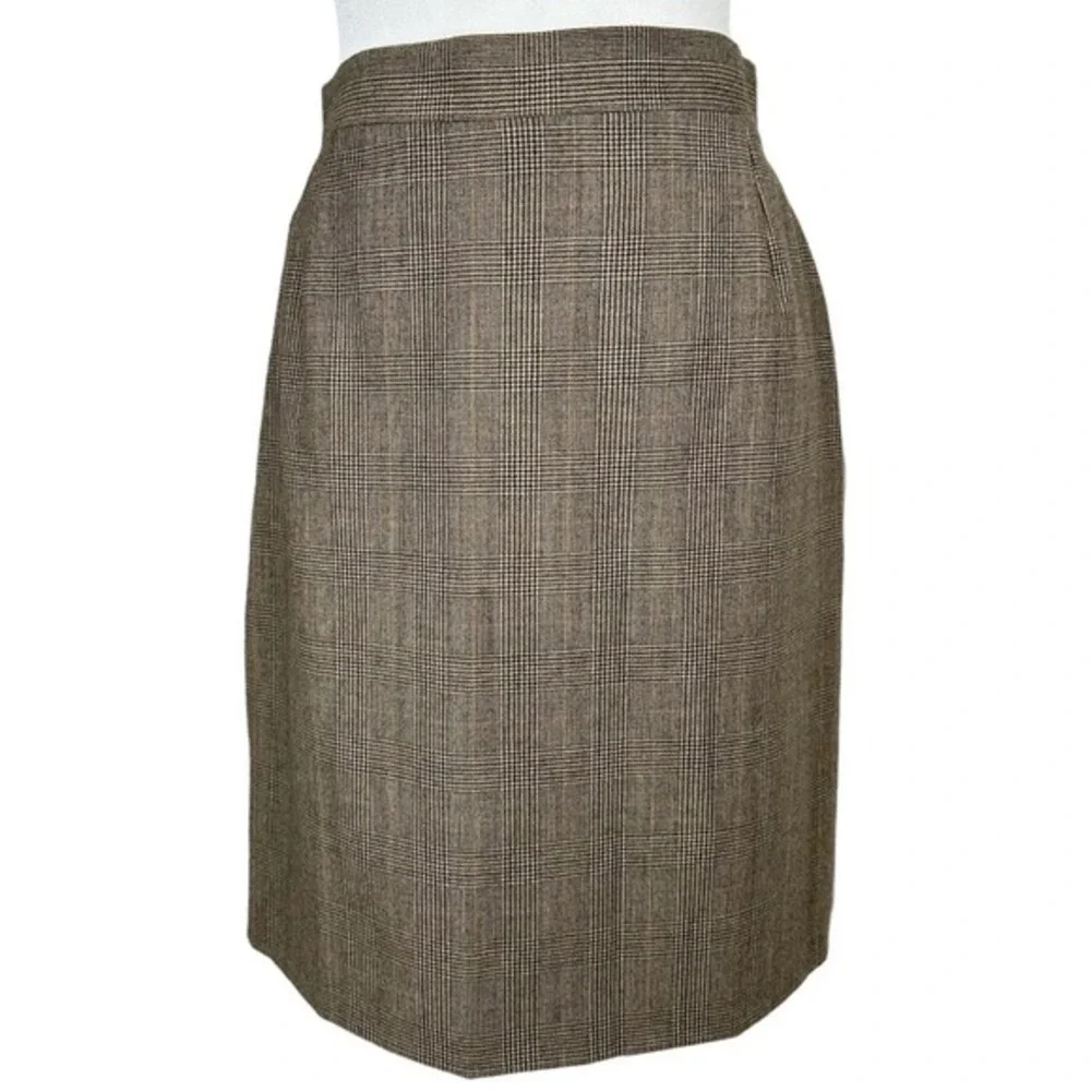 Dolce & Gabbana Brown Glen Plaid Wool Pencil Skirt High Waisted Made in Italy 42